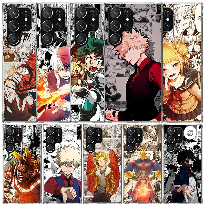 My Hero Deku Puzdro pre puzdro pre Samsung Galaxy S22 S23 S24 Ultra S21 S20 Fe S10 Plus S10E S9 S8 + S7 Edge Soft Soft TPU Zadný kryt TPU