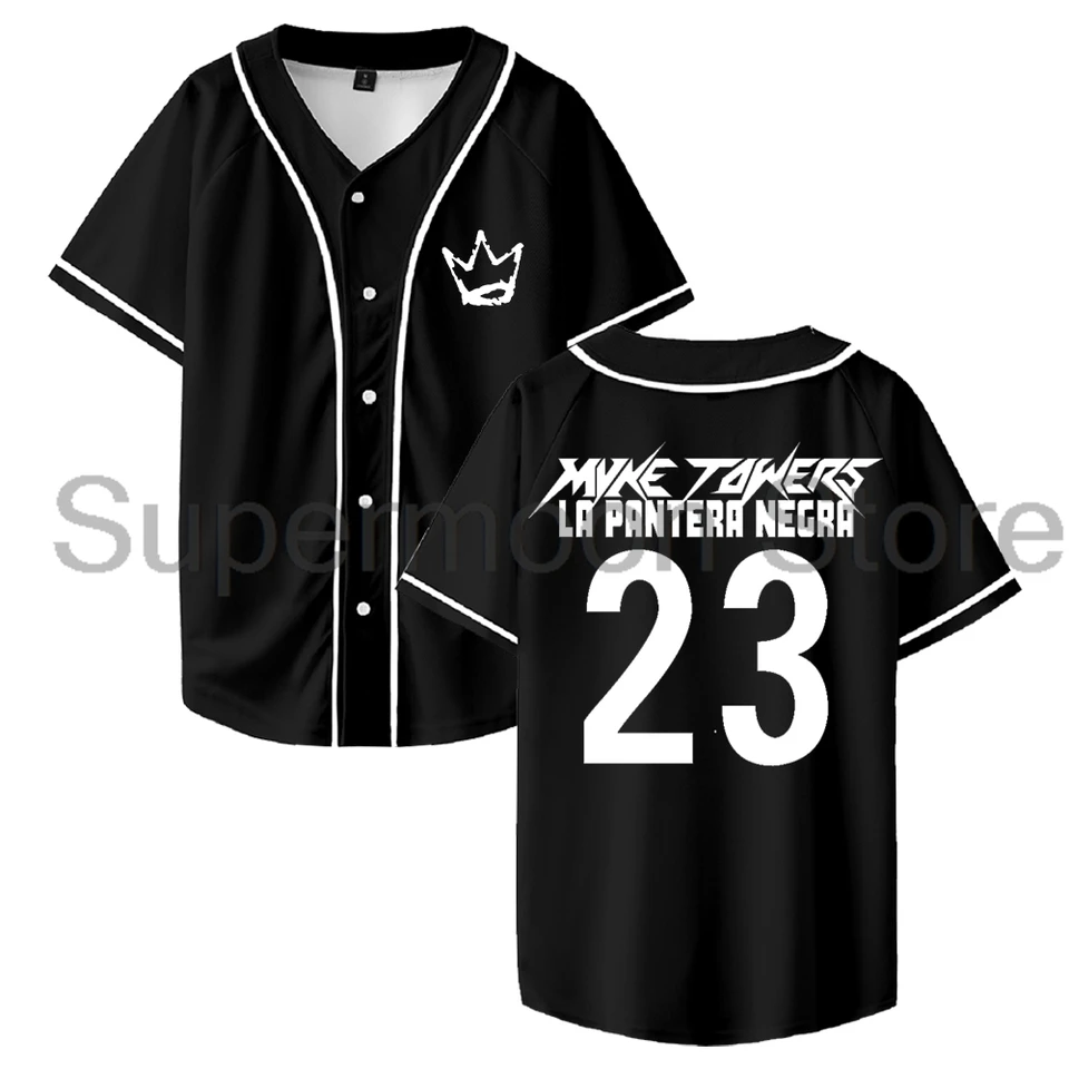 Myke Towers 23 Jersey 2024 North America Tour Baseball Bunks Košele s krátkym rukávom Tee Ženy Men streetwear hip hop oblečenie
