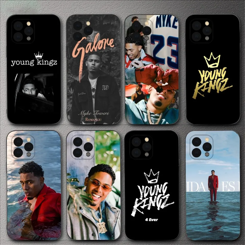 Myke Towers Lala Panel Pase pre iPhone 15,14,13,12,11, XS, XR, X, 8,7, Pro, Max, Plus, Mini Silikone Black Cover