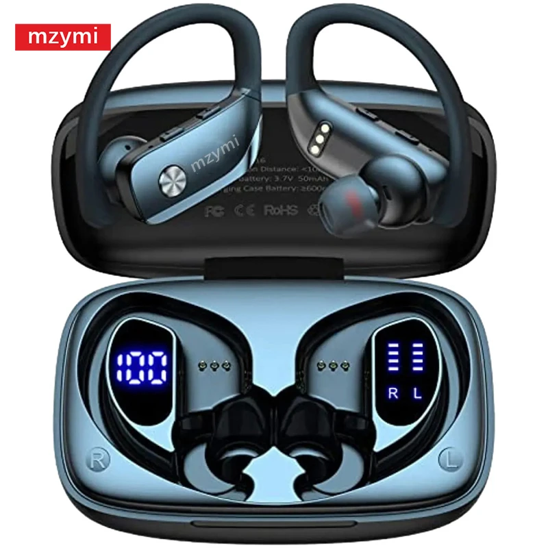 MYMI T16 Earhook Wireless Wirebuds Bluetooth5.3 48 hodín Prehrajte HiFi zvukové slúchadlá, aby redukcia hluku s LED displejom LED displej LED