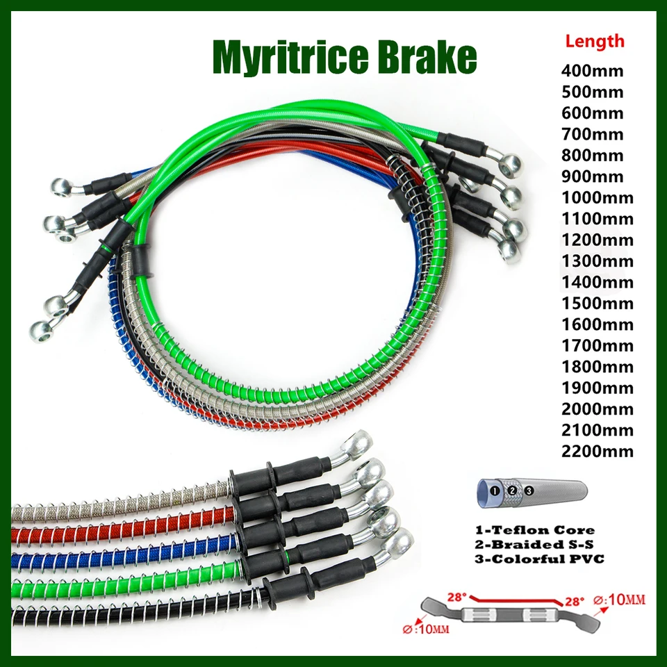 MyRitrice 10 mm 28 ° 28 ° Fit pre YZF-R25 YZF-R7 YZF-R15 YZF-M1 YZF-R125 ROUP PIPE LINE LINE OCELNÁ BRZDA HADICA HYDRAULICKÝ BANJO