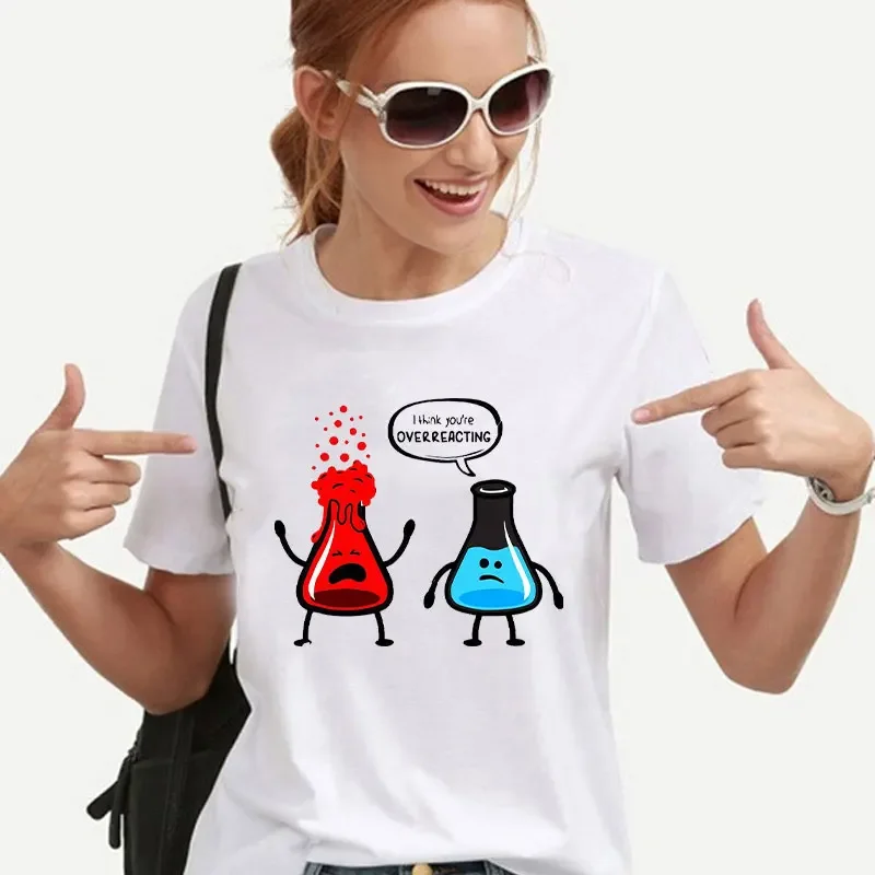 Myslím, že preháňate tričká pre ženy pre ženy, učiteľka vedy o odevoch, brána Biology Biology Trhirts Chemistry Tees krátke rukávy