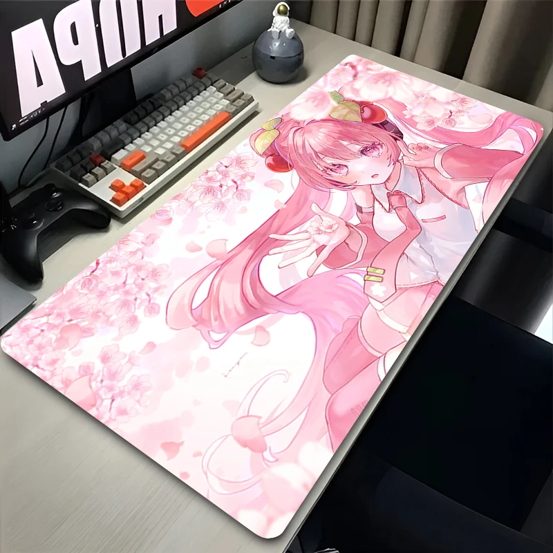 Myš Pad PC Pink Sakura Kawaii MousePad Veľké H-HatsUnes Gamer Skrek Klávesový koberec koberec notebook anime sexy dievča M-Miku Desktop Mat