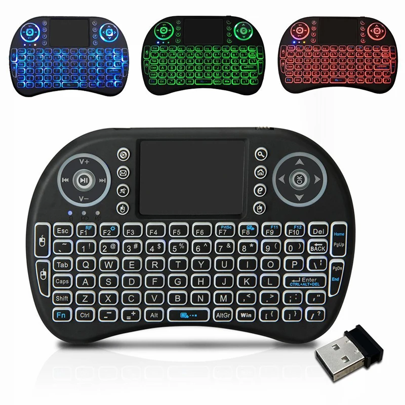 Myš s dotykovou klávesnicou i8 arabský francúzsky španielsky ruský podsvietený mini bezdrôtová klávesnica pre PC Android TV box