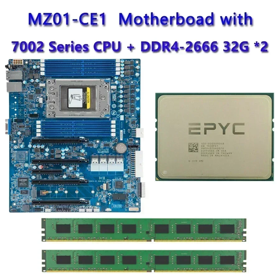 MZ01-CE1 Rev.2.x Základná doska / 64 GB DDR4-2666 RAM EPYC 7502P 7452 7402 7402P 7352 7302 7302P 7282 7272 7262 7252 7232P CPU