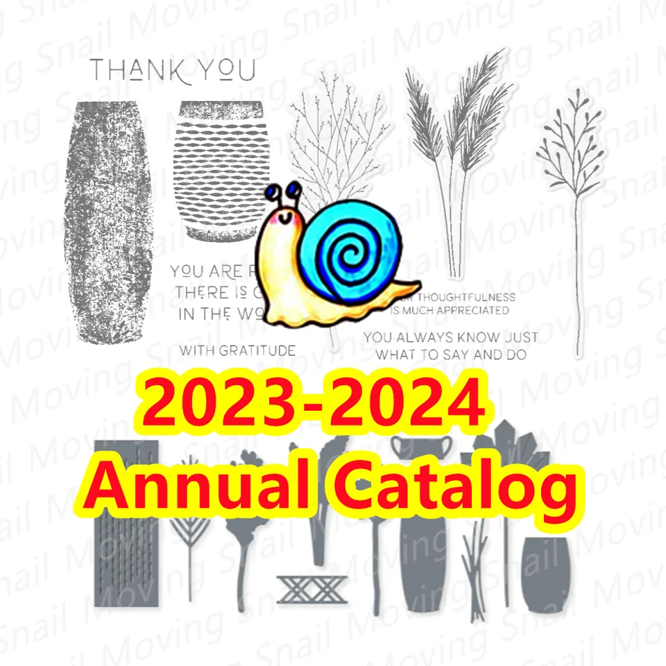 Máj 2023 až apríl 2024 Nový katalóg Hlinené textúry Clear Stamps Sety a kovové rezanie scrapbookingu za poďakovanie karty
