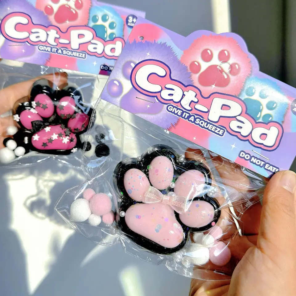 Mäkká lepkavá čierna ružová mačka na stlačenie hračiek roztomilé kreslené bahno Feel pomaly odskočenie mačkou stres Stres Stres Relibing Creative Sensory Toy Darče