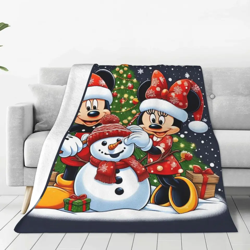 Mäkká prikrývka piknik Veselé vianočné hody prikrývka Mickey Minnie Flanel Bedspread na gaučovú stoličku pohovku Pohorskú pohovku