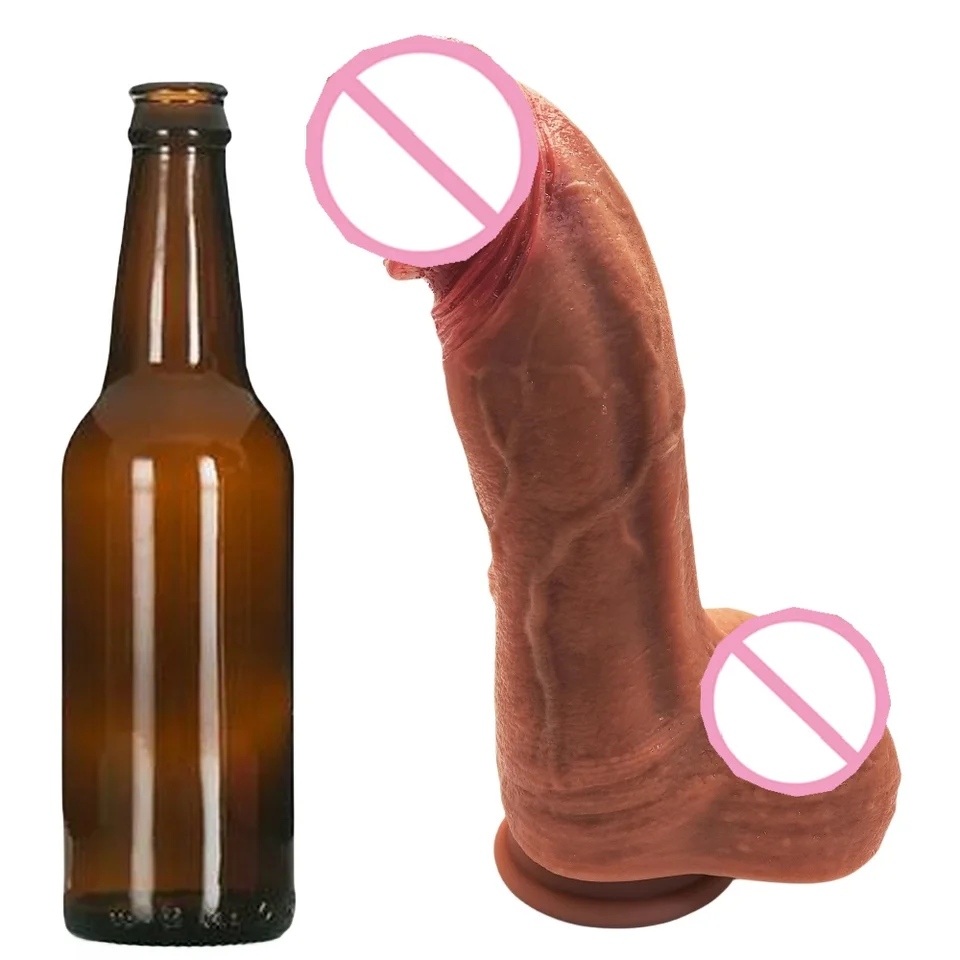 Mäkká realistická pokožka pocit ľudského penisu veľké dildo dvojité silikónové sacie šálky hustý péro análne sexu