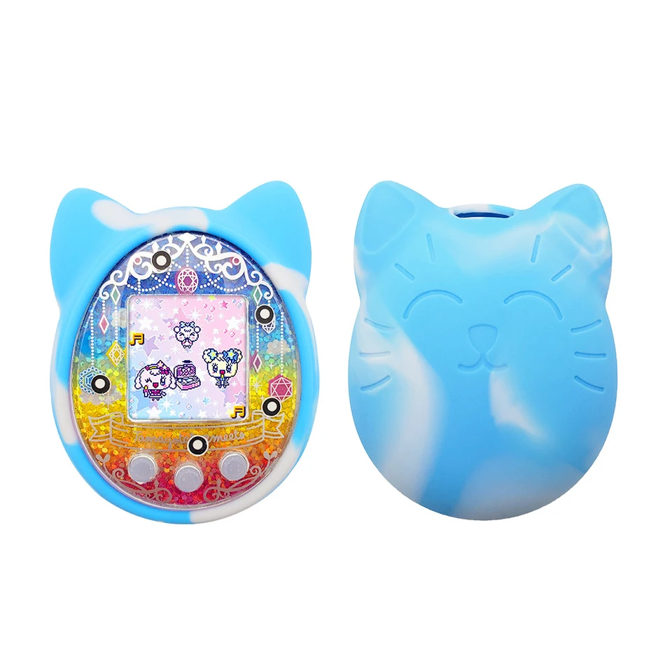 Mäkká silikónová komplexná ochranná pokožka s nalievaným vodotesným karikatúrou mačkou v tvare škrabancov pre Tamagotchi Mets/4U/4U+