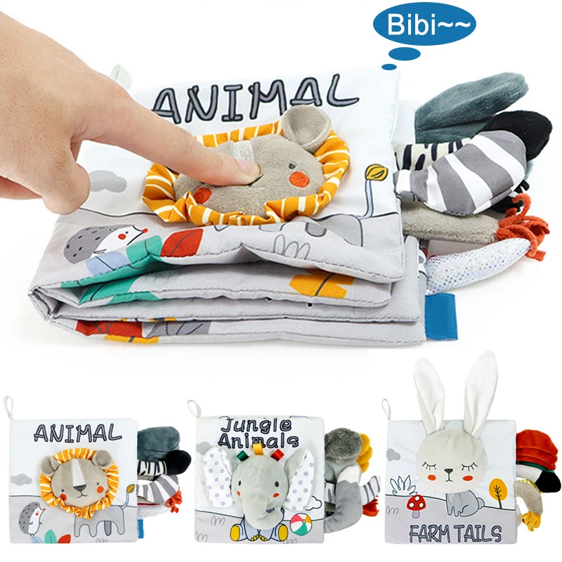 Mäkké detské knihy Aktivita pokojná látka kniha Montessori vývoj hračiek Dojčenské dotyk Feel Crinkle Baby Books For Babies 0-12 mesiac