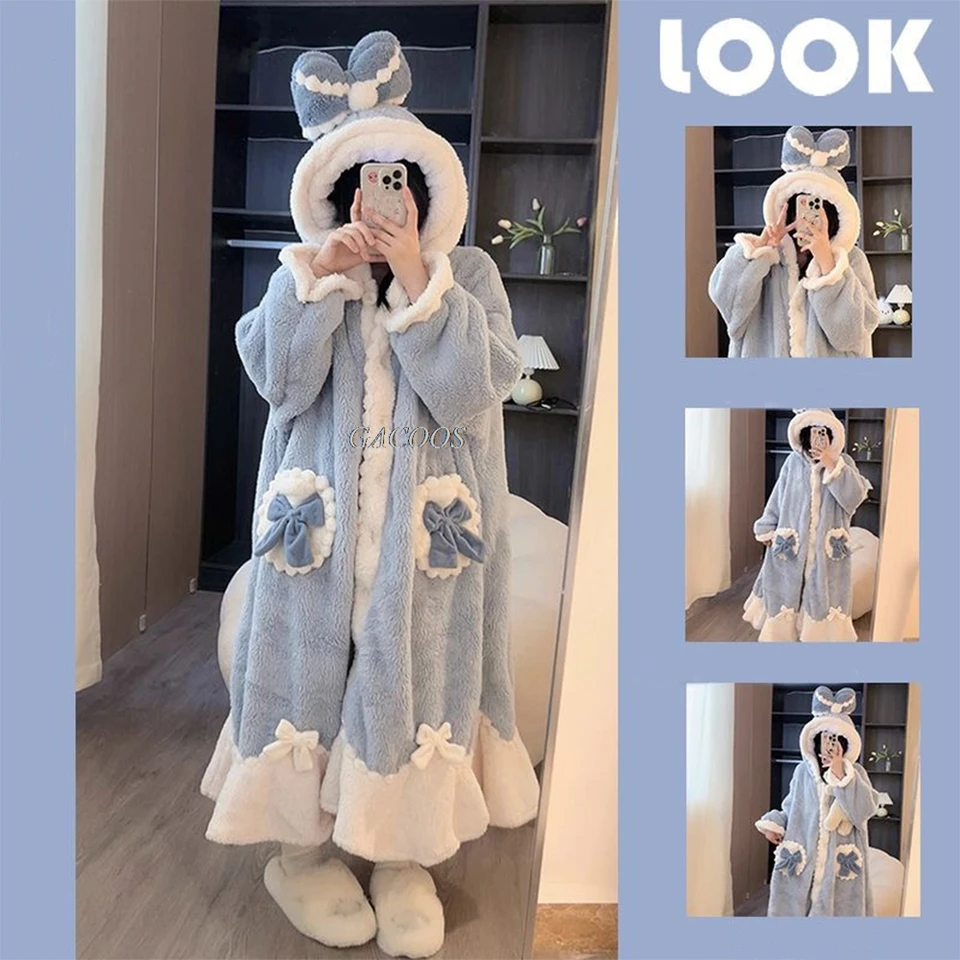Mäkké dievčatá flanelové pyžamá jesenné a zimné pyžamo pre ženy teplý župan Boy