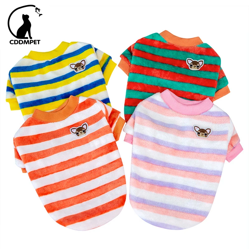 Mäkké fleece domáce zviera pre malé psov zimné psie vesta Vesta Dúha pruhované šteňa mačky oblečenie Chihuahua pudle shih tzu Coats