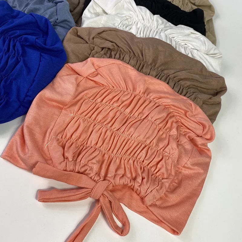 Mäkké moslimské turban hidžábové čiapky pevné podčiarknuté ženy modálne bavlnené hidžáb moslimské šatky turbans hlava ženské hidžábové klobúk islamský klobúk