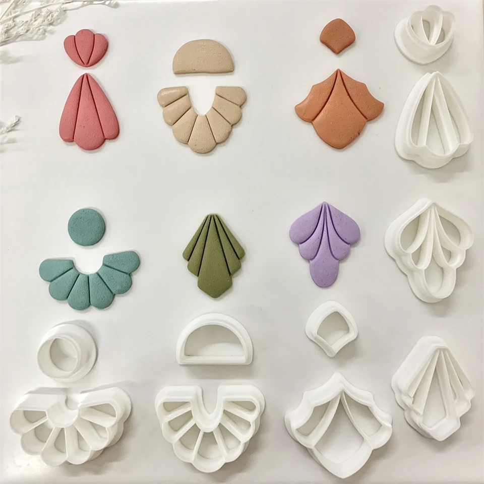 Mäkké náušnice Polymérne hlinené rezačky duté geometrické vzorce hrnčiarske hlinené formy DIY keramické náušnice šperky