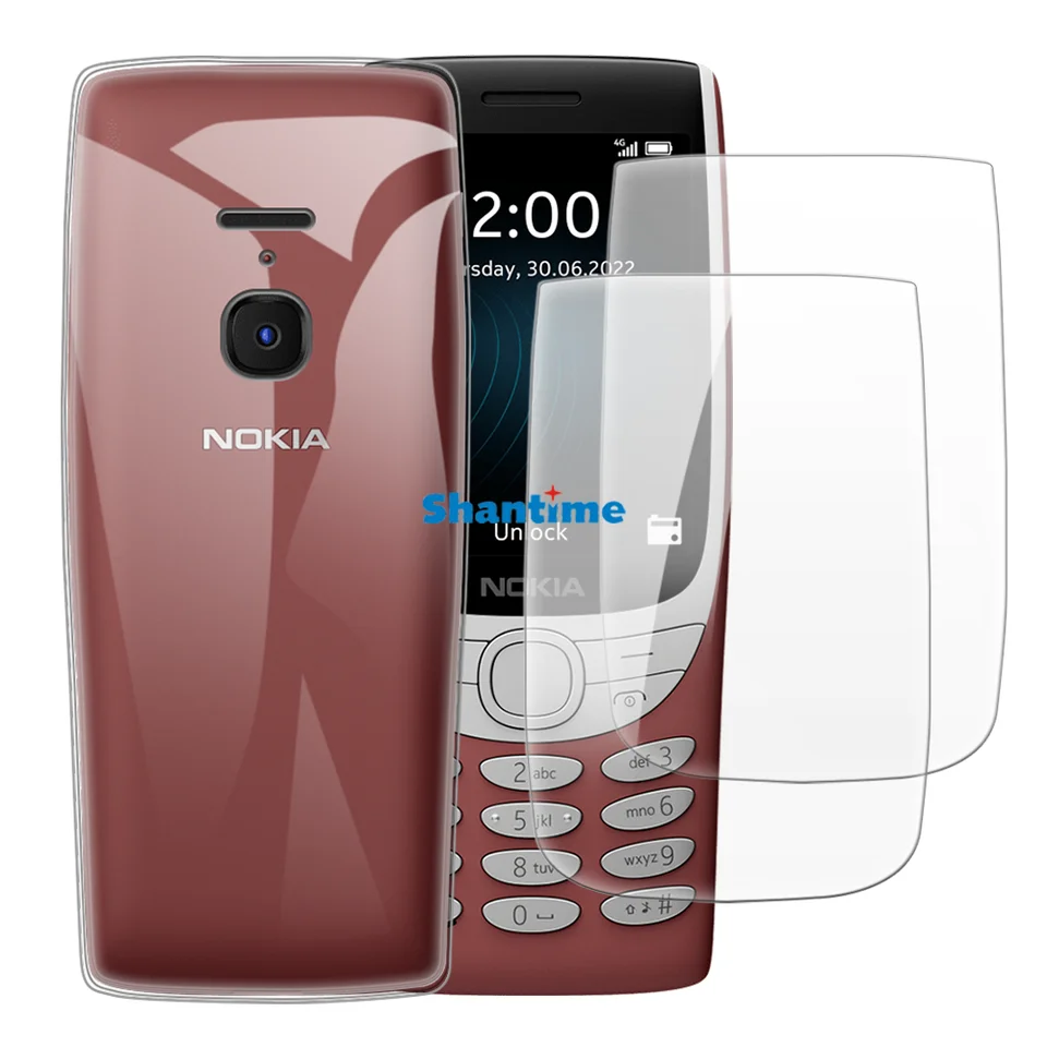 Mäkké puzdro + 2 balené chrániče sklenenej sklenenej obrazovky pre ochranu Nokia 8210 4G