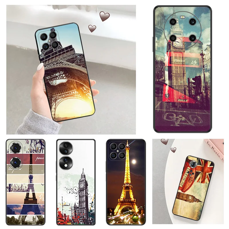 Mäkké puzdro na telefónne telefóny pre česť x7b x6 70 90 x8 b x9a x9b Magic5 Pro x8a London Eiffel Paris Art Pixel 8a 7a 6a 6 7 8 Cover