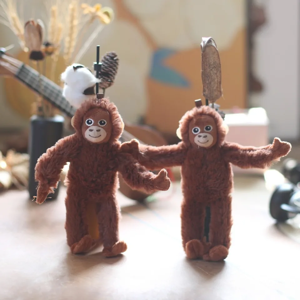 Mäkký 20 cm gorilla prívesok Orangutans Monkey Plush Doll Pendant Animal Plnené kľúče prsteň dievča