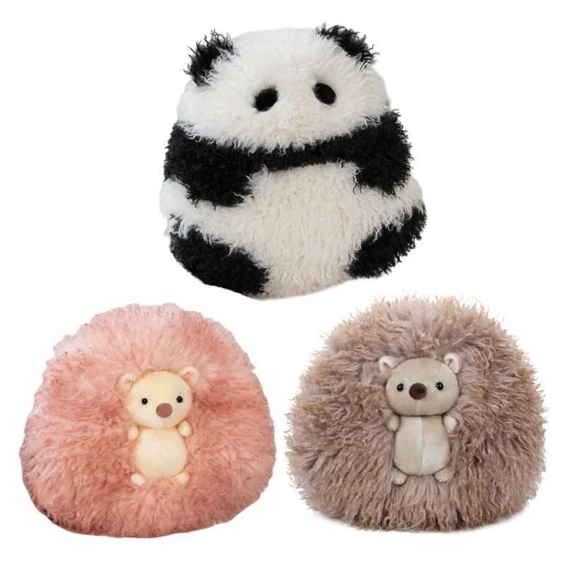 Mäkký hedgehog tučný okrúhly panda plyšové hračky roztomilé dlhé vlasy peluche bábiky plnené zvieracie vankúš