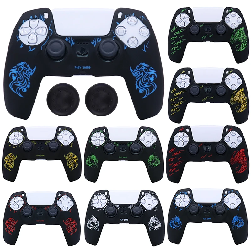 Mäkký kremíkový puzdro pre PlayStation 5 Puzdrá kože pre ovládač PS5 Controller Gamepad Joystick Video Game Account Cover Stick Grip Caps