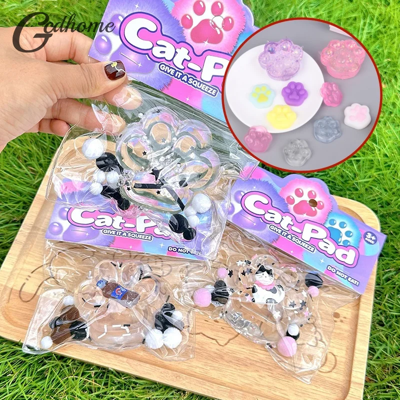 Mäkký lepkavý stres relax relax stlačte fidget karikatúra mini kawaii mačka labka silikónové mačiatko maľba roztomilé ružové nohy detské darčeky