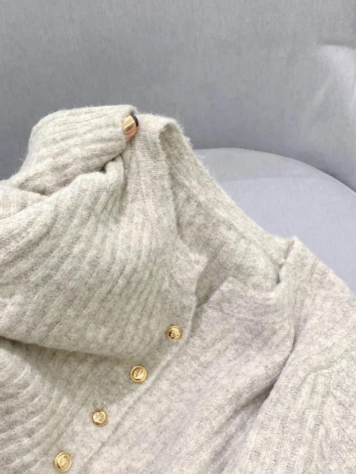 Mäkký pletený sveter elegantné zlaté gombíky s dlhým rukávom Mardigan bunda Dámska jarná jeseň