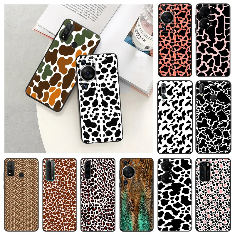 Mäkký puzdro na česť 70 90 Magic5 Pro x6 x7 x8 a x9 b 8x Huawei P40Lite P30 P20 P20 Psmart Cows Leopards Black Telefón Case Cover