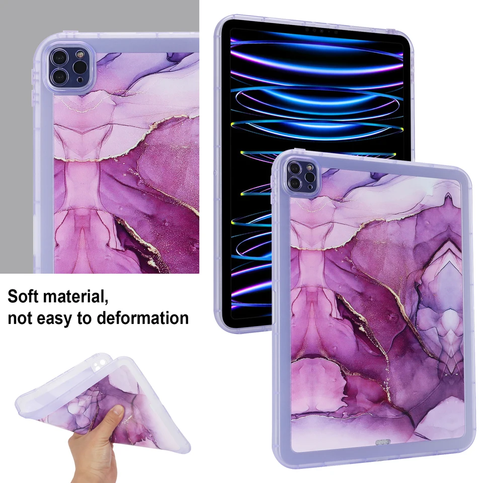 Mäkký puzdro TPU pre iPad Air Pro 13 2024 12,9 2022 2021 2020 2018 6. 5. 4. 4. generácia Fonda Cover Cover Mramor vzor nárazu