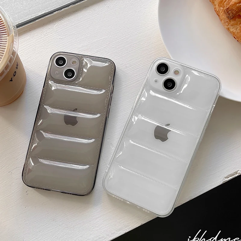 Mäkký silikónový nárazový puzdro na telefón, čistá bunda, kryt Puffer, iPhone 13, 11, 12, 14 Pro Max, x, xr, xs, 7, 8 plus