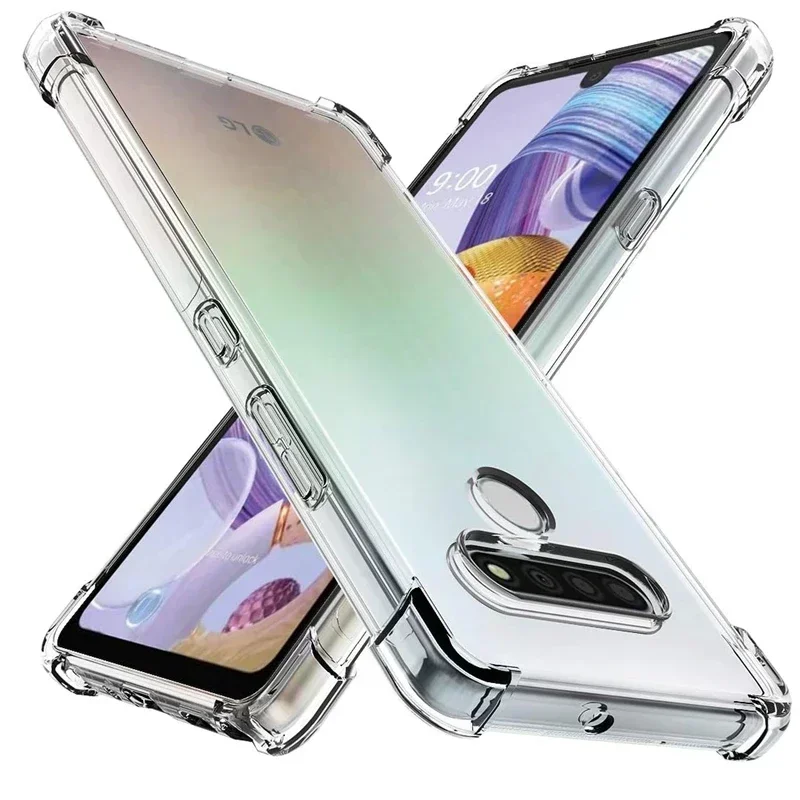 Mäkký TPU priehľadný puzdro pre telefón pre LG Stylos 6 5 4 3 V60 Thinq V50S V50 V50 V30 V30 G8X Ochranný kryt Airbag Coque Coque Airbag Coque