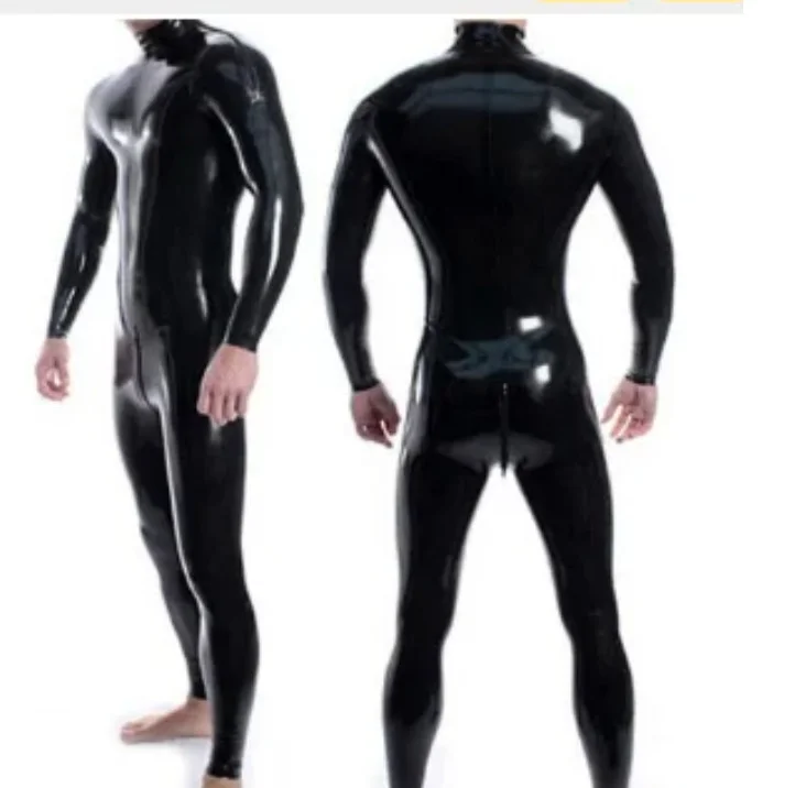 Móda 100%latexové kabáty gumové bundy s kapucňou NEVY Blue Sports Zipper Top 0,4 mm