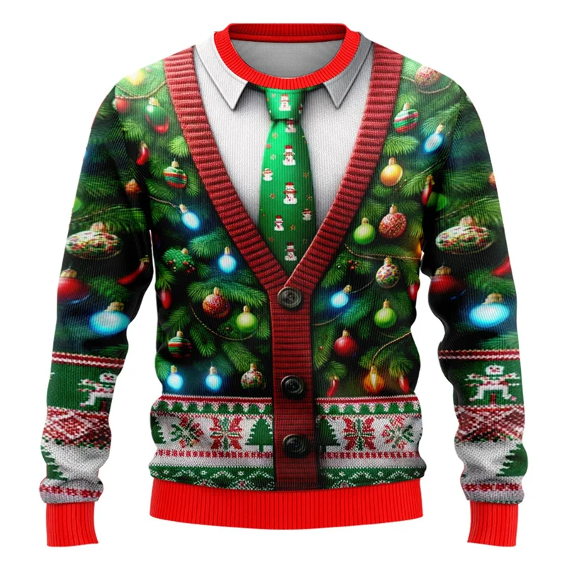 Móda 2024 Škaredý vianočný sveter vtipný vianočný grafický mikina Santa Claus Cosplay Pullovers Boy Crewneck Polyester Tracksuit
