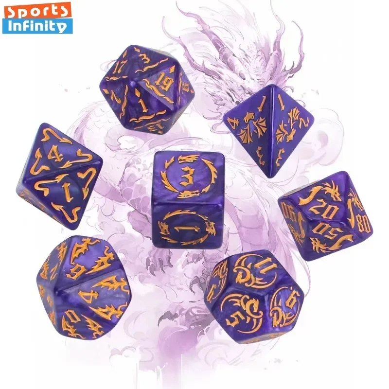 Móda 7ks/set Dragon tlačené polyhedrálne kocky sada číselných kocky pre DND COC CTHULHU TRPG Running Team TEAM Game DND kocky set