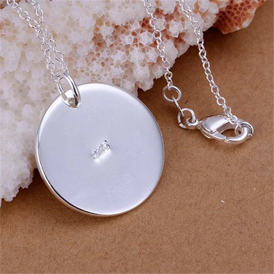Móda 925 Sterling Silver Classic Round Card Prívesok Náhrdelník