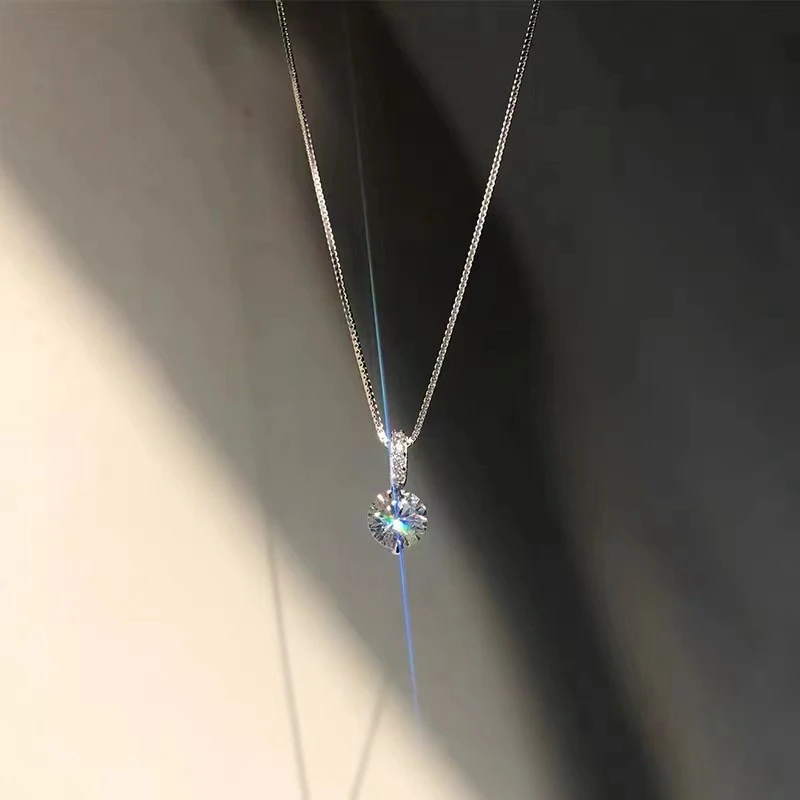 Móda 925 Sterling Silver Round Zirkón Náhrdelník