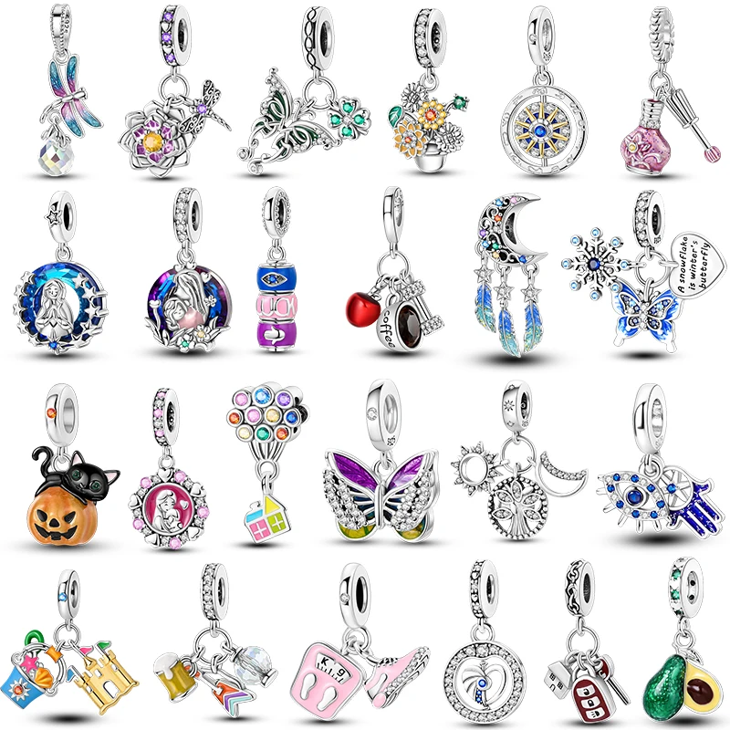 Móda 925 Sterling Silver Shine CZ Dragonfly Butterfly Pumpkin Carls Fit Pendant Originálny náramok Luminárové korálky DIY šperky
