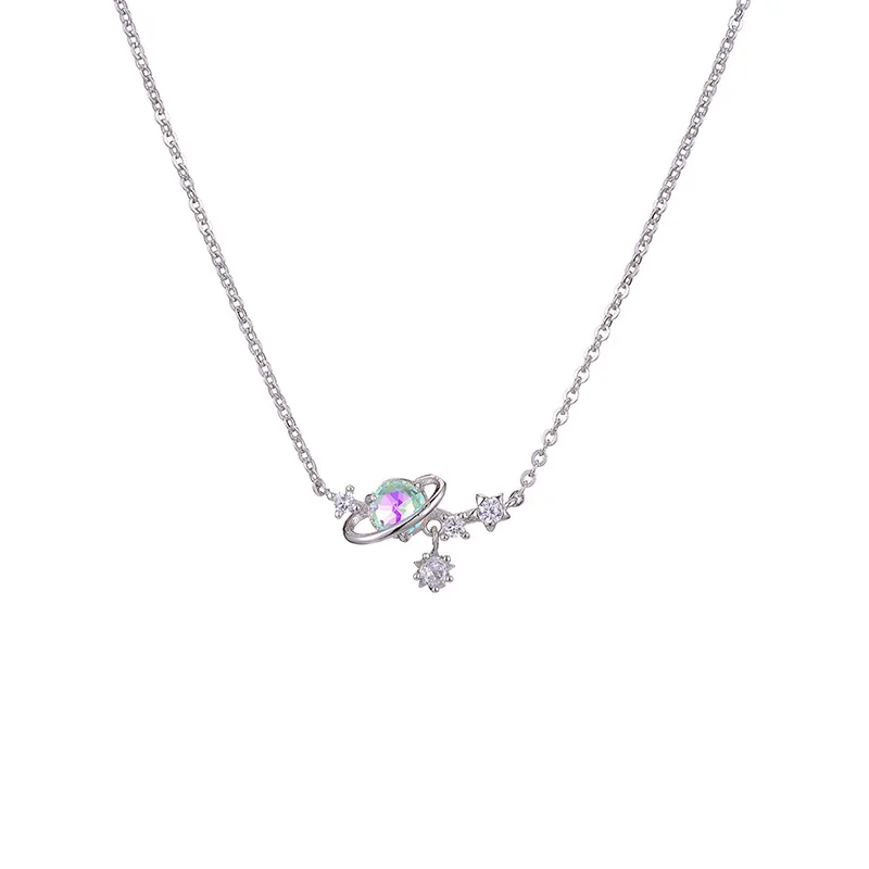 Móda 925 Sterling Silver Starry Sky Short náhrdelník Diamond zirkón šperky kosť retiazky pre ženy darček