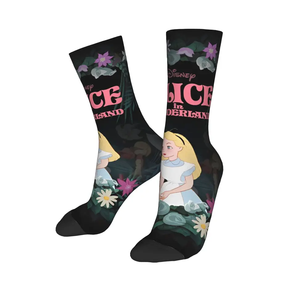 Móda Alice v ríši divov karikatúry basketbalové ponožky Brave Girl Polyester Middle Tube ponožky pre absorbovanie potu unisex