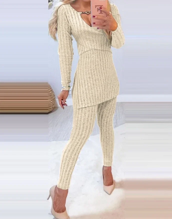 Móda dvojdielne set žien outfit nová neformálna reťazová reťaze