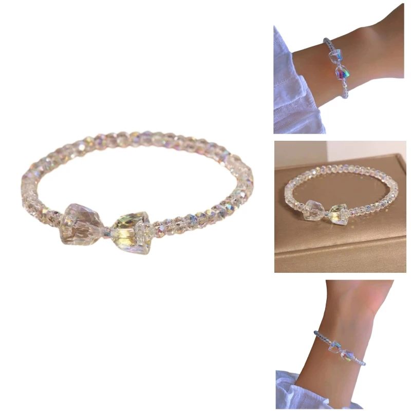 Móda farebné umelé Rakúsko Crystal Creamplet Spaľba kamenné korálky Elastické náramky náramky pre ženy pre ženy dropship