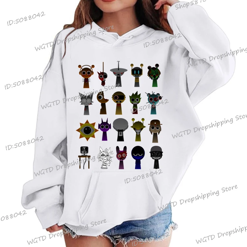 Móda harajuku sprunki detské mikiny Incredibox Game Graphic Boys Dievčatá s dlhým rukávom mikiny s dlhým rukávom