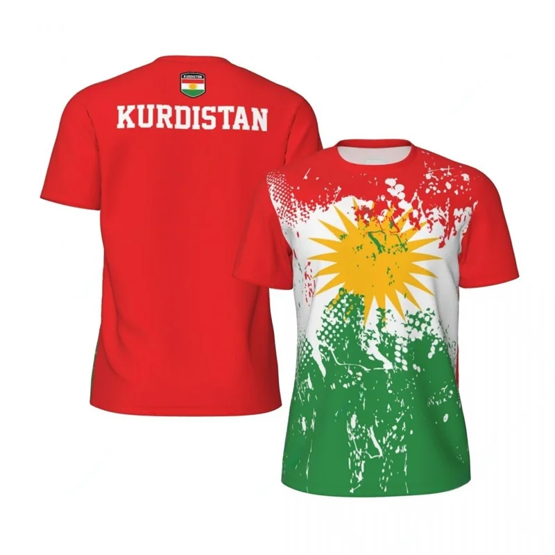 Móda kurdistan T tričko Men oblečenie letné 3D tlačené futbalové tričko Šport Krátke rukávy odpaliská posádka krk s tričkami
