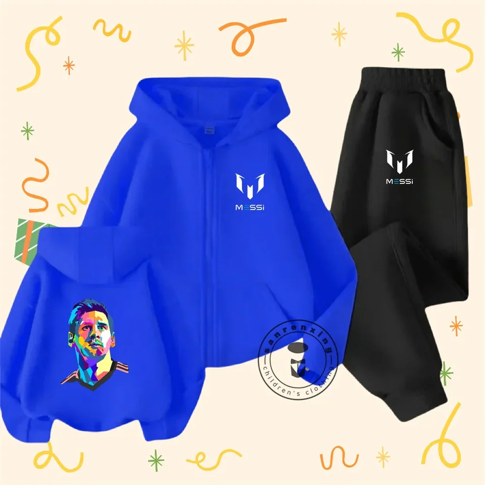 Móda Messi mikina detské oblečenie futbalové hviezdy Trucksuit Boys Jersey Zipper mikina dievčat s dlhým rukávom
