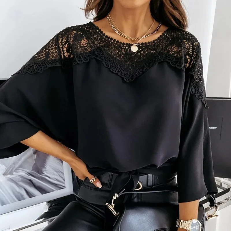 Móda nová háčkovanie výšivky čipky blúzka Ženy sexy čipky šitie biele košeľa Ženy Vintage elegantné dámske vrcholy Blusas 12459