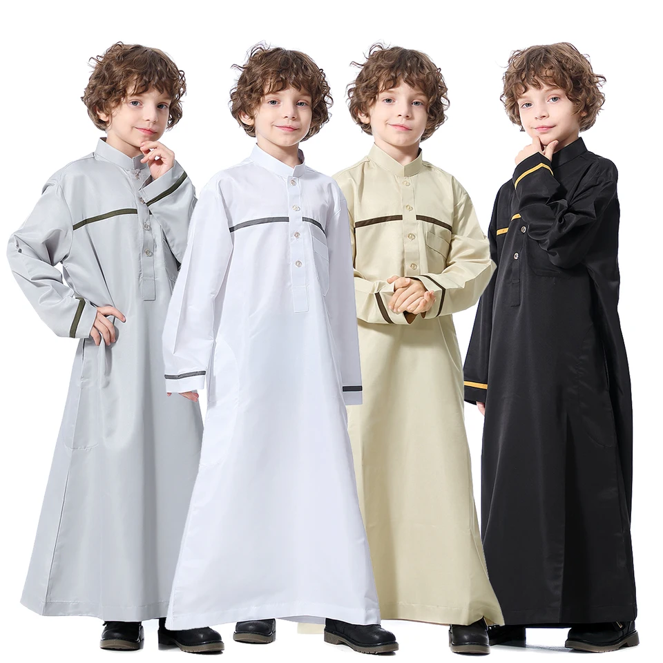 Móda patckwork arab dubaj morčacie morčacie moslim pre chlapcov pre chlapcov Abaya s dlhým rukávom jubba thobes thobes th876