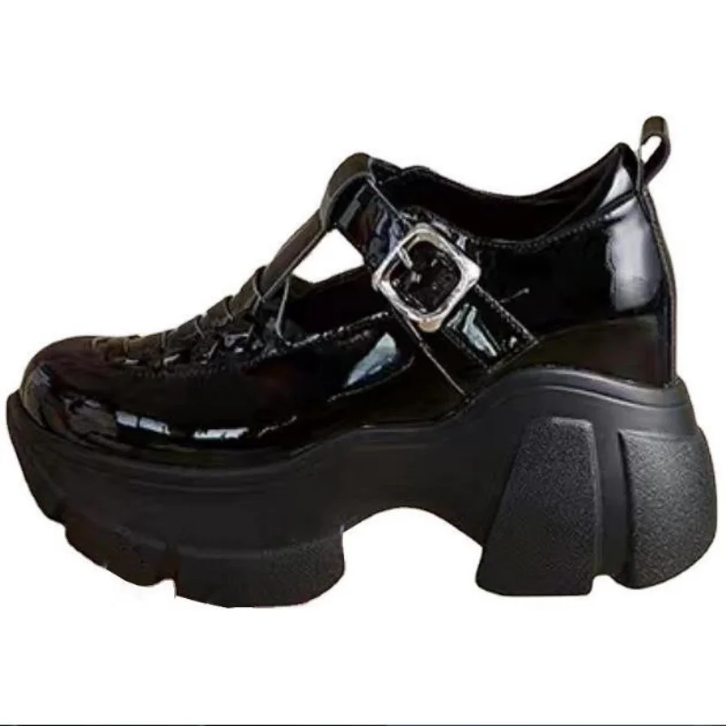 Móda retro 8cm originálne kožené klinové čerpadlá High Brand Dutlo letné členkové topánky Dámske platforma sandále módne sponky topánky