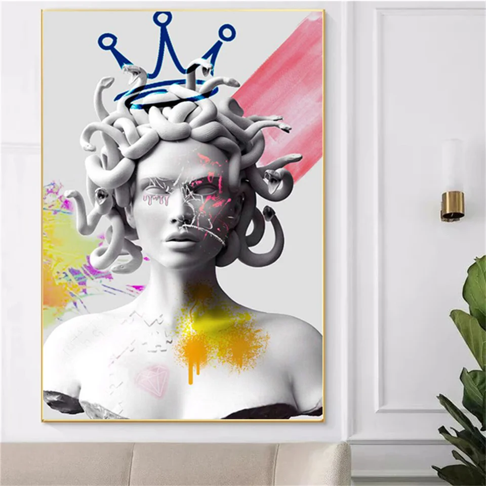Móda sexy medusa sochárske plátno maľby