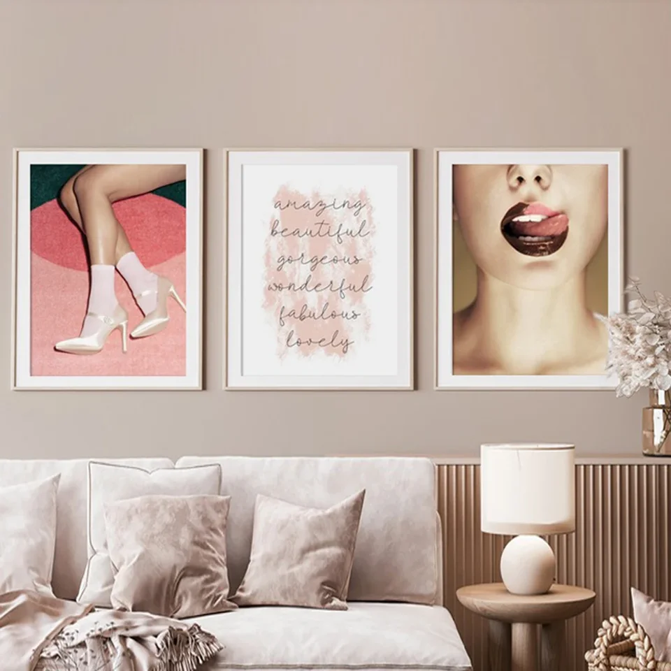 Móda sexy žena plagát tlač dievča pitie bar maľba maľba bling vysoké podpätky obrázky Nordic Modern Wall Art