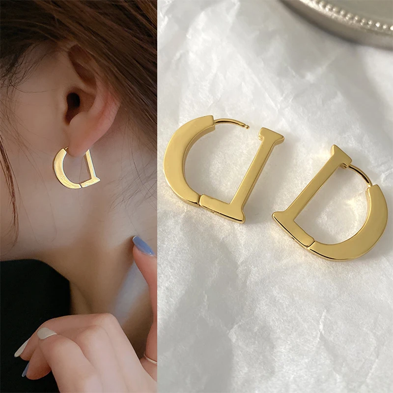 Móda z nehrdzavejúcej ocele písmeno d obručové náušnice pre ženy muži jednoduché geometrické huggie piercing náušnice na narodeniny šperky