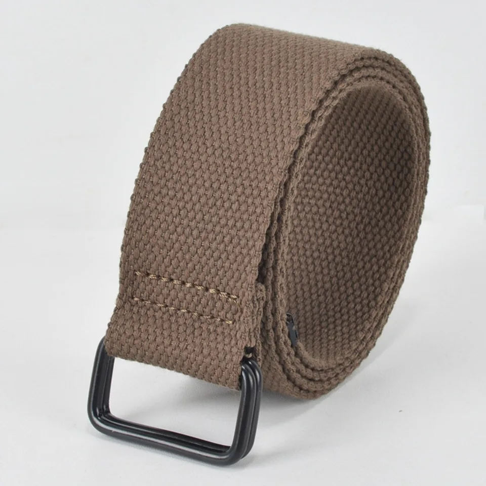 Móda zadarmo Punch Canvas Belt Double Ring Buckle Cotton Canv Canv Bunkle Belt Tkanina Najlepšie plátno pásy pánske